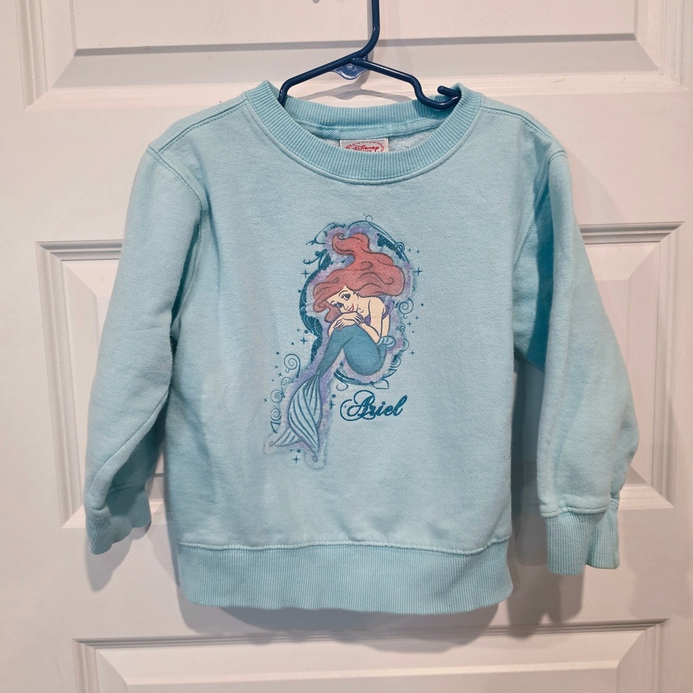 Disney Store Ariel Little Mermaid Aqua Sweatshirt Vintage Girls Size 4